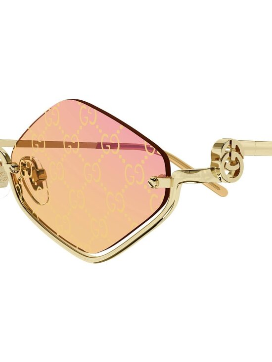 NEW GUCCI GG1604S 004 GOLD ROSE MIRROR YELLOW GG PATTERN AUTHENTIC SUNGLASSES main image 5